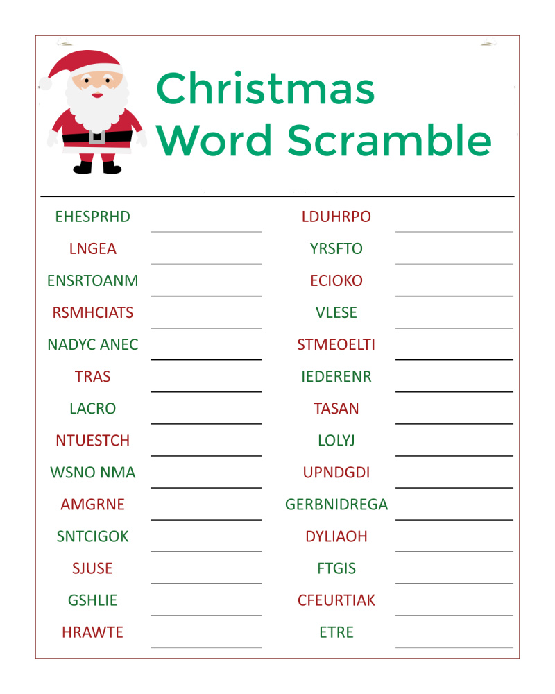 🎅🏼santa's christmas word scramble activity page - mama likes this